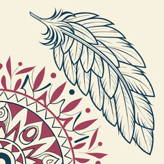 Obraz premium Feathered wings mandala vector illustration 