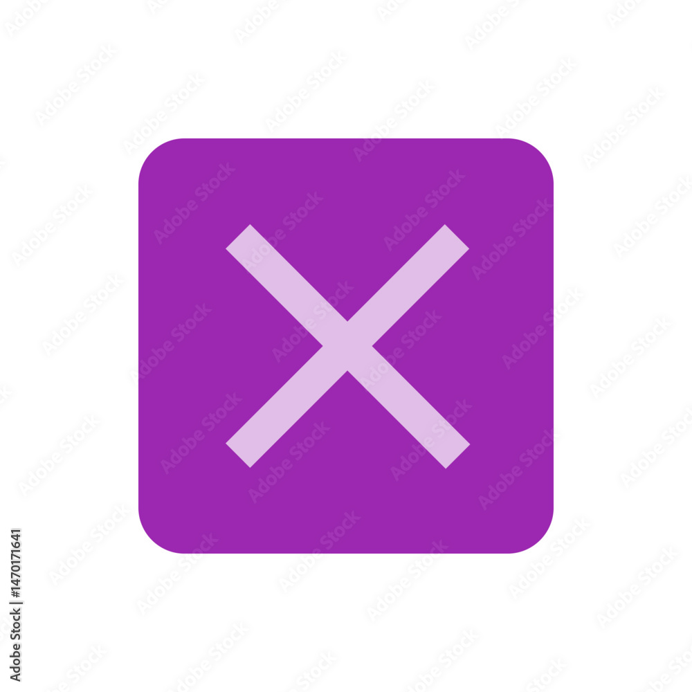 Poster a purple square with rounded corners containing a light purple x shape in the center of the square i