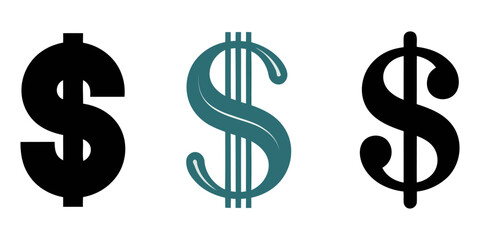 dollar silhouette set, Dollar Sign Black Silhouette Vector,  dollar symbol vector template design, usd currency symbol design, usd logo icon design template. money vector. dollar icon set. minimal.