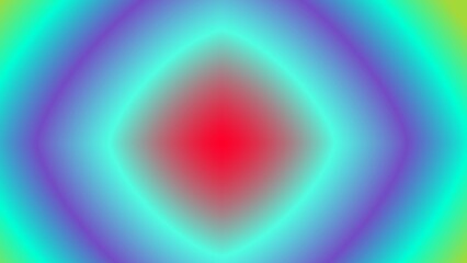 Fototapeta premium Vibrant abstract gradient background featuring concentric diamond shapes in red, cyan, purple, and green.