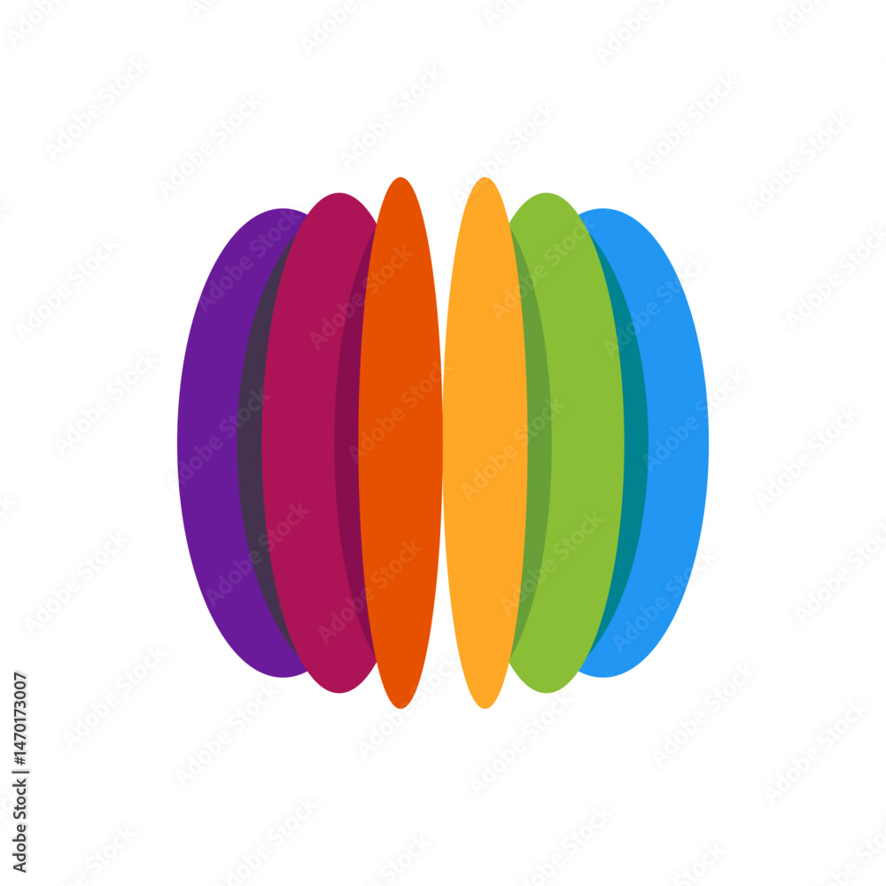 Poster colorful overlapping ovals arranged in a semi circle pattern against a white background design eleme