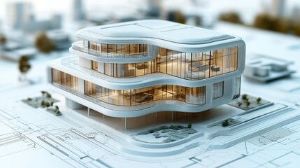 Modern architectural design, futuristic building, urban planning