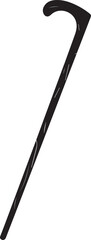 Walking Stick Silhouette Black Vector | Elderly Support Stick Clipart Vector