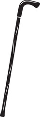 Walking Stick Silhouette Black Vector | Elderly Support Stick Clipart Vector