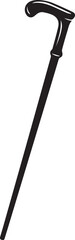 Walking Stick Silhouette Black Vector | Elderly Support Stick Clipart Vector