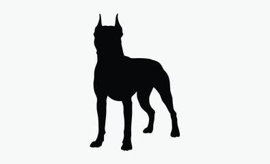 dog silhouette vector, pet dog icon, canine shape outline, black white dog