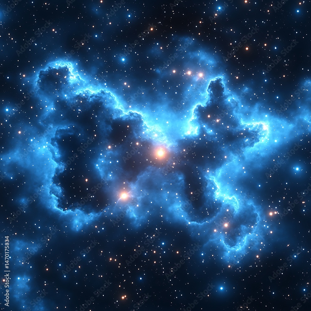 Poster deep space nebulae glowing with celestial light.