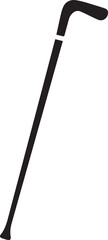 Walking Stick Silhouette Black Vector | Elderly Support Stick Clipart Vector