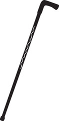 Walking Stick Silhouette Black Vector | Elderly Support Stick Clipart Vector