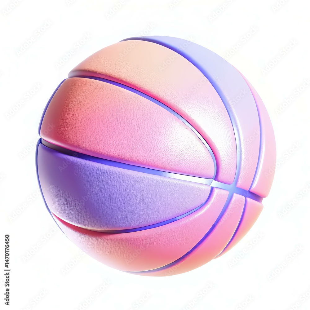Poster a colorful basketball with a smooth texture, showcasing a modern design with a gradient of pink and 