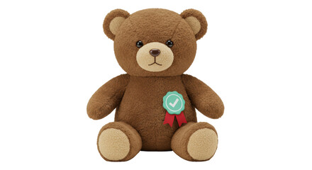 Isolated Brown Teddy Bear with Badge