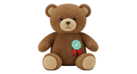 Isolated Brown Teddy Bear with Badge