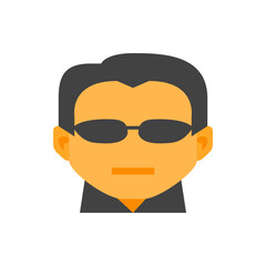 Illustration of a man with dark hair wearing sunglasses and a dark shirt on a white background image file