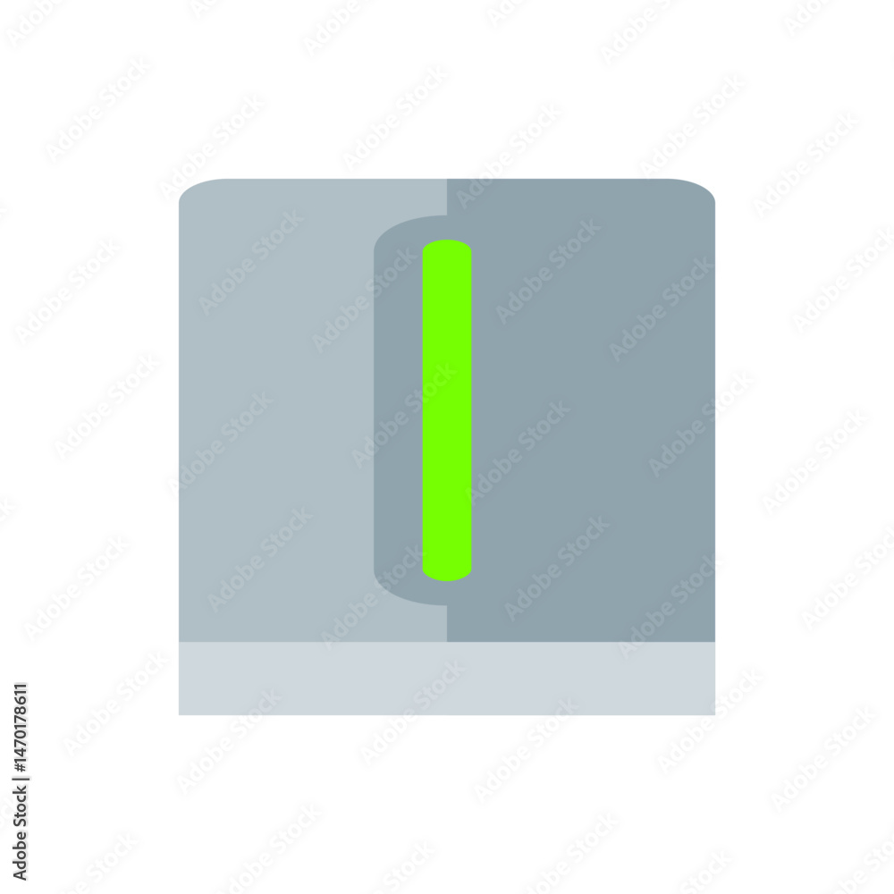 Aufkleber illustration of a gray rectangular device with a rounded corner and a vertical green light indicator