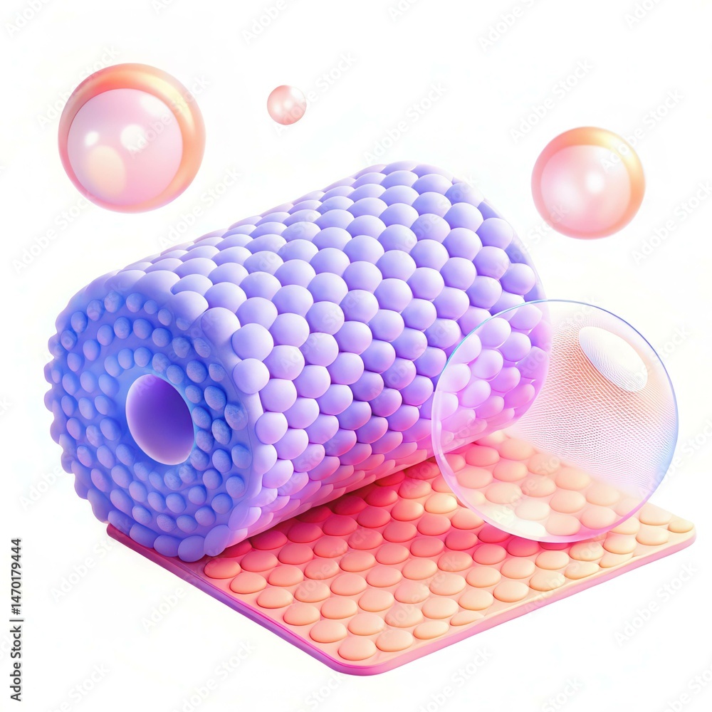 Aufkleber a vibrant arrangement of textured spheres and bubbles, showcasing a modern design with circular patt