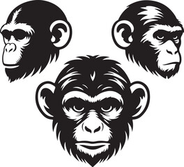 Fototapeta premium Silhouette monkey heads vector