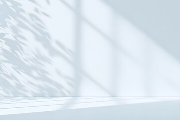 Light Gray Background with Soft Window Shadows and Plant Shadows