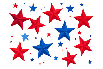 Obraz premium 6 red stars and 1 blue star flying, transparent background