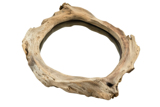 Artistic wooden circle with unique texture and natural beauty, perfect for decor.