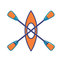 Kayak with Double Paddle Icon – Vector Water Sports and Outdoor Adventure Symbol