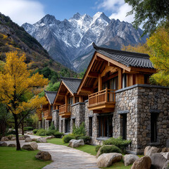 Beautiful view of Shika Snow Mountain at Shangri-La, China