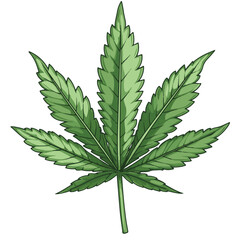 Isolated Green Cannabis Leaf Illustration On White Background Botanical Design Element