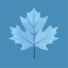 Flat Design Blue Maple Leaf On Solid Background Vector Illustration Graphic