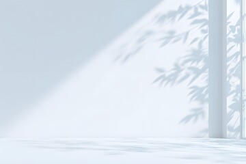 Light Gray Background with Soft Shadows and Plant Silhouettes