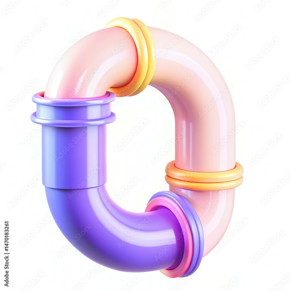 Poster a colorful abstract pipe design with smooth curves and a modern aesthetic.