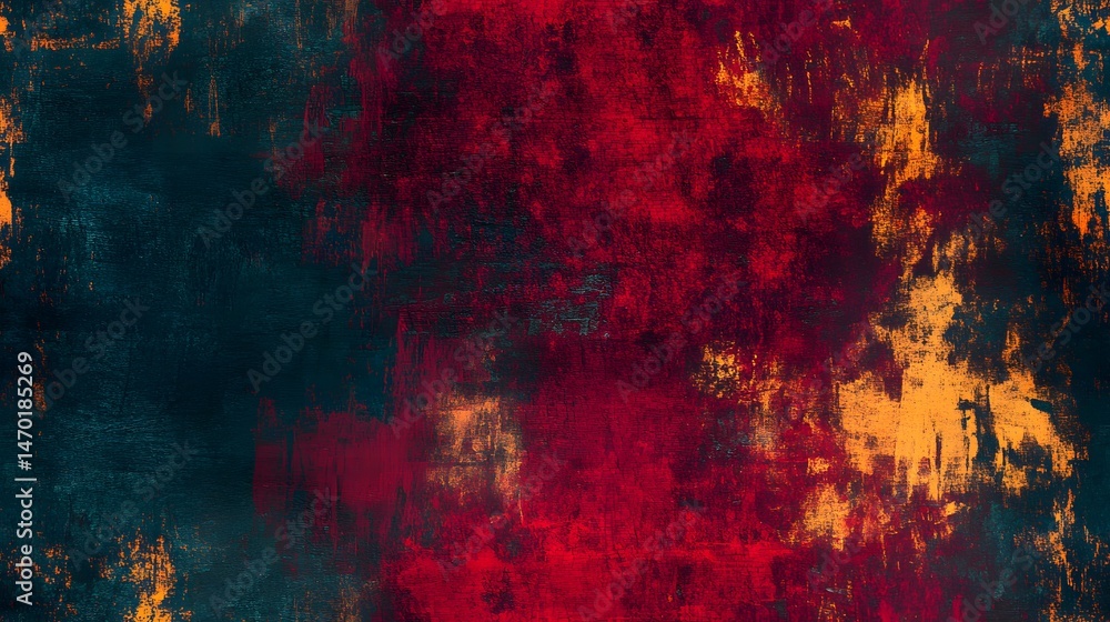 Poster a vibrant abstract design featuring deep colors and textured brushstrokes.