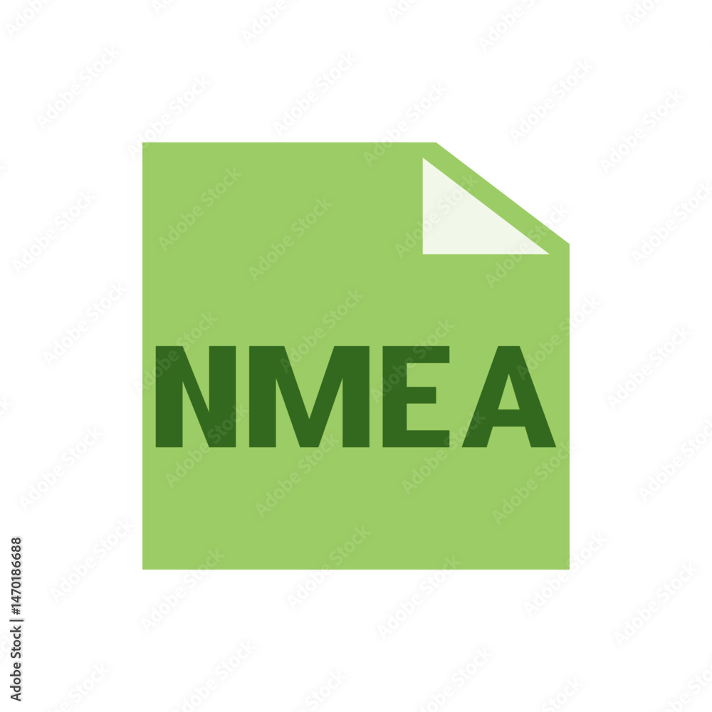 Poster a green document with a folded corner and the text nmea in dark green letters across the center of t