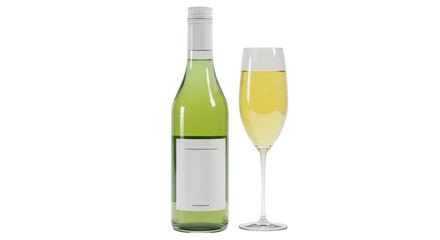 Isolated Champagne Bottle and Glass