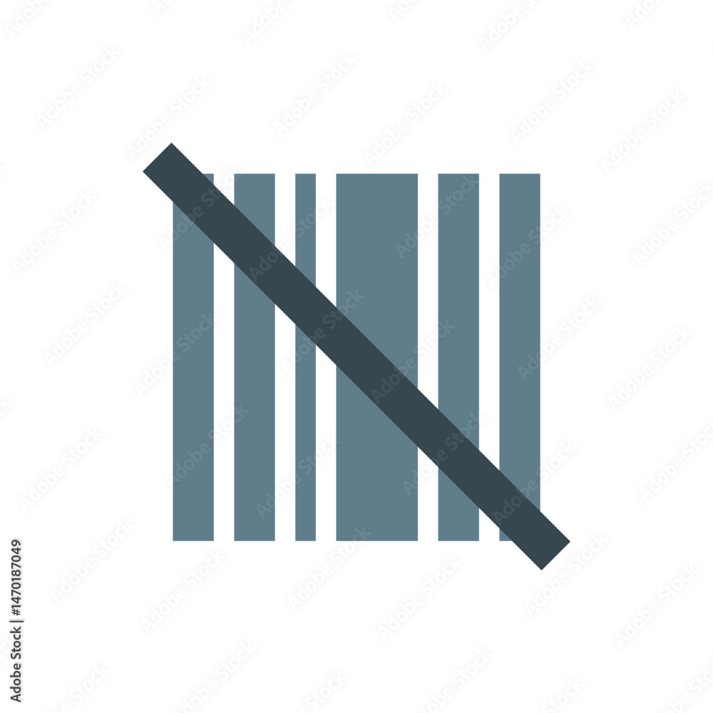 Poster illustration of a series of vertical bars in gray and white with a dark gray diagonal stripe across 