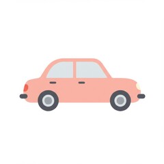Fototapeta premium Pink Car Side View Illustration