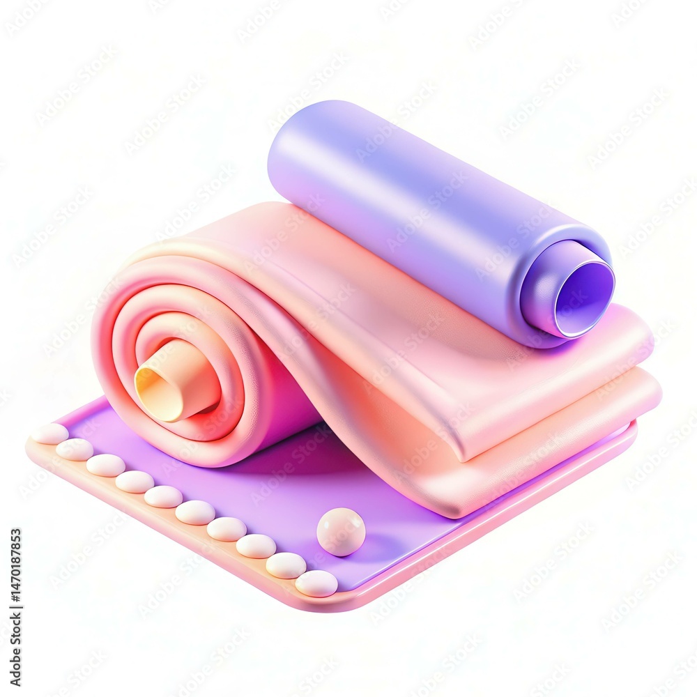 Poster a colorful abstract design showcasing soft, rolled shapes with a smooth texture and circular element