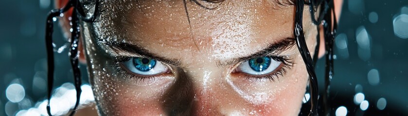 A close up portrait of a determined person looking forward