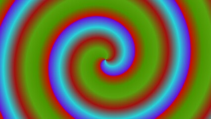 Hypnotic spiral with vibrant red, green, and blue gradients