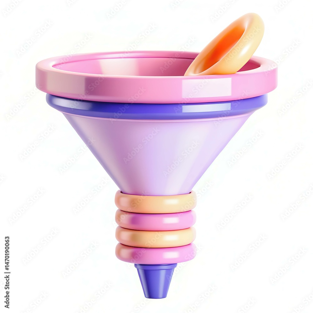 Poster a colorful funnel with a ring, showcasing a modern design and smooth texture.