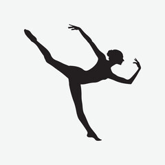 Discover the elegance of a gymnast dancer silhouette featuring a ballerina in a stunning, flexible pose. Perfect for dance enthusiasts and artistic inspiration