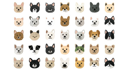 Obraz premium Cute and Colorful Collection of Dog Faces Illustrations for Kids and Pets Lovers Art Projects