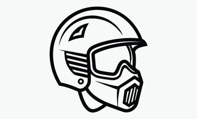 snowboarder helmet silhouette, winter sport gear, snowboarding headwear icon, black white helmet