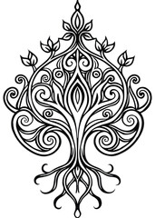 Artistic Root Flourish on White Background