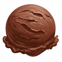Single Scoop of Chocolate Ice Cream on White Background