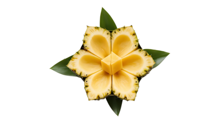 Pineapple flower creative fruit arrangement tropical food art design healthy eating fresh diet summer 100 characters on transparent background