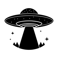 Flying Saucer Silhouette vector illustration