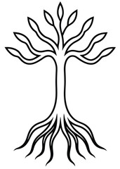 Hand-Drawn Tree Roots Icon on White Background