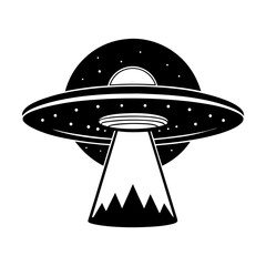 Flying Saucer Silhouette vector illustration
