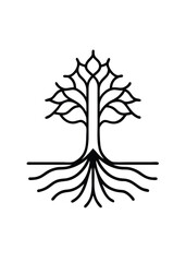 Minimal Tree Roots Icon on White Background
