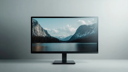 Modern display with serene landscape