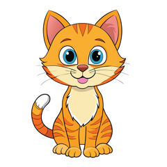 Obraz premium Cute Domestic Cat Isolated on White Background High Resolution Vector Illustration